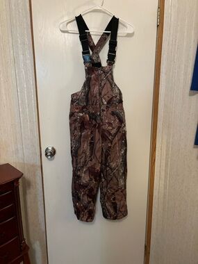 Kids Camo Overalls Bib Pants - Brown Camo